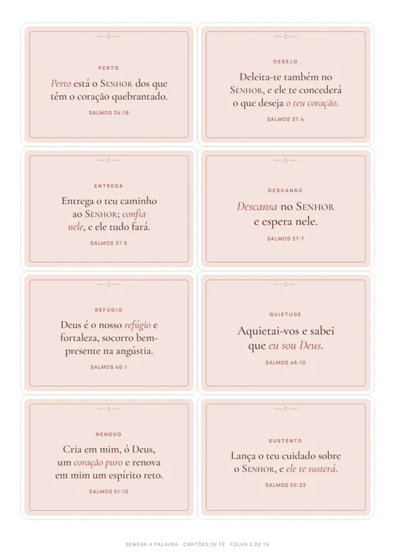 Folha A4 com oito cartões no estilo rosa, com moldura fina.